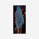 Hand Stitched Sequin Embroidered Long Denim Jacket