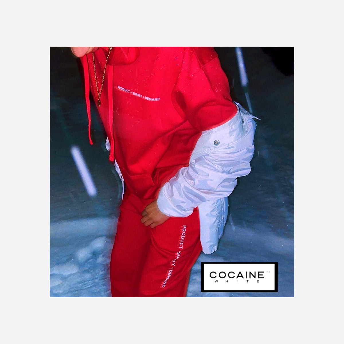 Red supply and demand tracksuit store