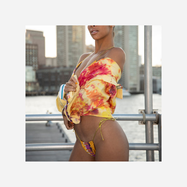 Yellow Tie Dye Button Up Shirt